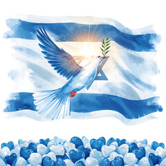 dove of peace against Israel flag background 