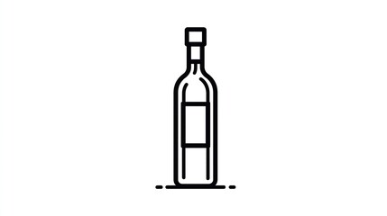 Simple line art of a bottle with a label, depicted on a white background