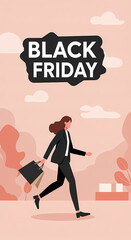 Obraz premium Flat Vector Black Friday Shopping Concept Illustration 