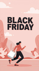 Obraz premium Flat Vector Black Friday Shopping Concept Illustration 