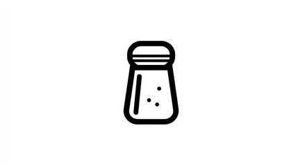 Black-outline minimalist salt shaker icon with peppercorns inside on a white background