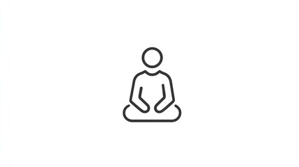 Minimalist line art of a person meditating in a lotus position, on a white background