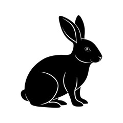 rabbit sitting silhouette on white background