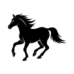Obraz premium horse running silhouette on white background