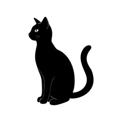 cat sitting silhouette on white background