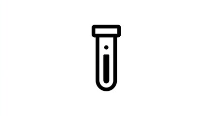Simple test tube icon filled with liquid, thick black outline on white background
