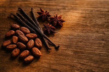 Luxurious natural ingredients bathed in golden light for premium food campaigns.