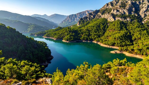 Scenic mountain lake vista - Powered by Adobe