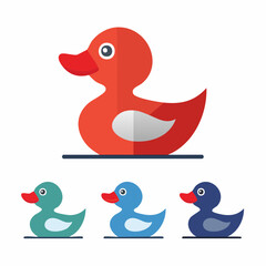 Duck toy icon Set Stroke, Fill and Color Vector Design Illustration on white background.
