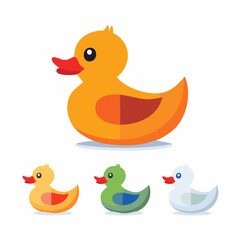 Duck toy icon Set Stroke, Fill and Color Vector Design Illustration on white background.
