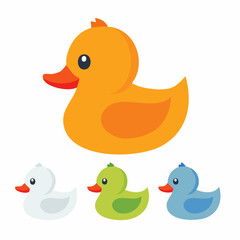 Duck toy icon Set Stroke, Fill and Color Vector Design Illustration on white background.