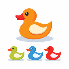 Duck toy icon Set Stroke, Fill and Color Vector Design Illustration on white background.