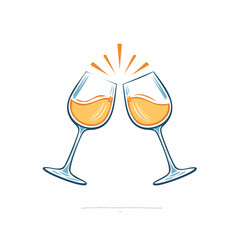 Clinking glasses icon Two clinking wineglasses vector sketch illustration for print, web, mobile and infographics isolated on white background.
