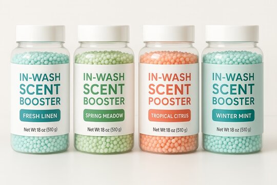 In Wash Scent Booster Collection Set Fake Product Image Isolated on Blank White No Background