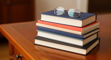 Stack of Books with Glasses