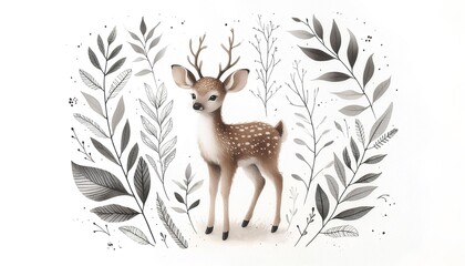 Beautiful and cute animal and leaf artwork