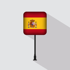Spain Flag Pole Vector Illustration