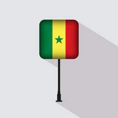 Senegal Flag Pole Vector Illustration
