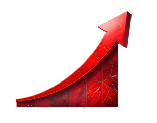 Red upward trend graph