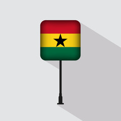 Ghana Flag Pole Vector Illustration