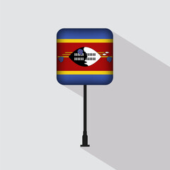 Eswatini Flag Pole Vector Illustration