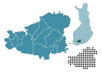 Fototapeta premium Set maps of Kanta-Häme province