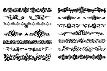 Fototapeta premium Set of Decorative Borders: Ornate Frames, Dividers, Vintage, Floral, Geometric Patterns, Design Elements, Page Decoration, Vector. tattoo