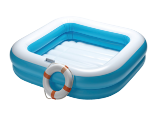 Inflatable rectangular pool with safety ring
