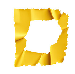 Obraz premium Torn yellow paper with a jagged hole revealing black background