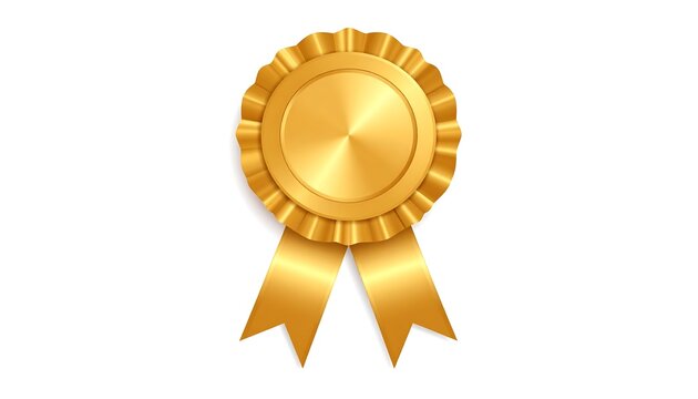 Gold award rosette with ribbon