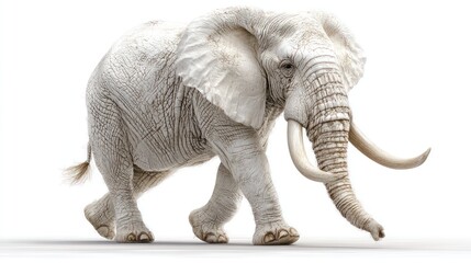 Obraz premium Stunning Image of a majestic white elephant with its tusks on a clear white background