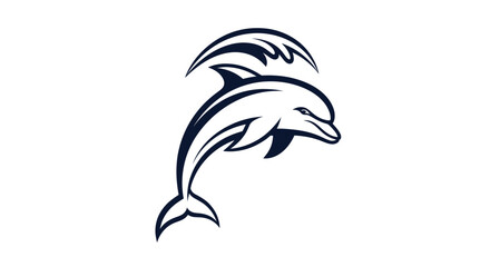Elegant Dolphin Silhouette Leaping from the Waves: A Marine Icon.