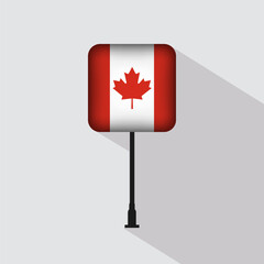 Canada Square Flag Pole Vector Illustration
