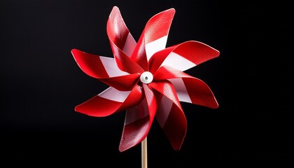 Red And White Pinwheel On Black Background