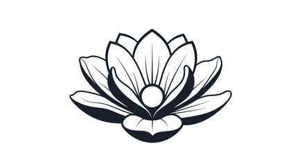 Elegant Black And White Lotus Flower Drawing.