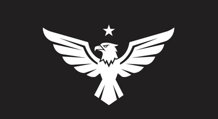 Majestic Eagle Emblem: Wings Spread Wide Beneath a Guiding Star.