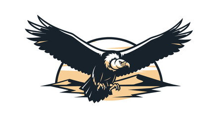 Majestic Andean Condor in Flight Over Desert Landscape. © Tawang