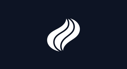 Elegant abstract white wavy lines logo design element.