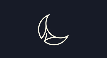 Elegant crescent moon logo design with leaf elements.