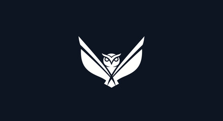 Modern minimalist white owl logo with spread wings.