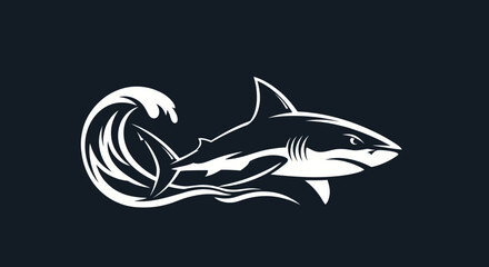 Shark in ocean wave powerful predator marine wildlife.