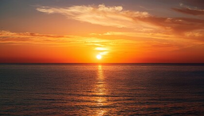 Obraz premium Beutiful Orange Sunset On The Calm Sea