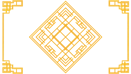 Ornate gold diamond design on black background.  Intricate, repeating patterns within a diamond shape, framed by decorative borders.  Vibrant golden lines and details on a dark canvas