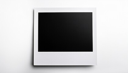 Polaroid Rectangular With Black Picture On It Isolated On White Background Horizontal Mock Up Photos