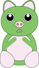 an illustration of a small pig, with a surprised expression, with a white background