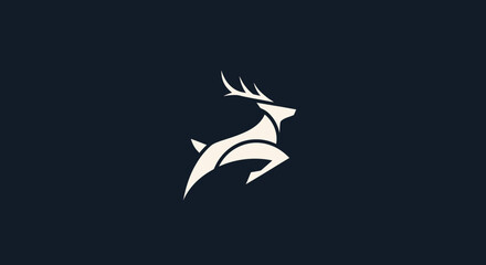 Elegant Stylized Deer Leaping Gracefully Modern Emblem.