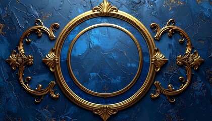 Gold ornate frame on deep blue textured background