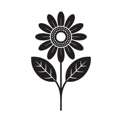 Sunflower silhouette vector. Botanical Blossom Icon in Black and White