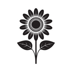 Sunflower silhouette vector. Botanical Blossom Icon in Black and White