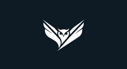Modern minimalist white owl logo with spread wings.